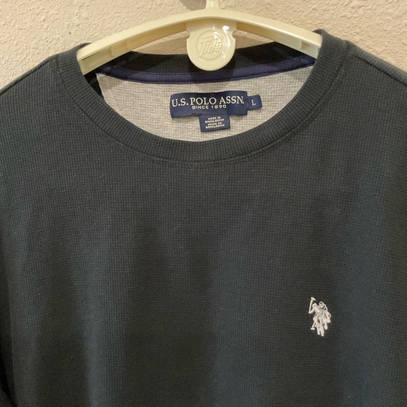 U.S. Polo Assn. Thermal Pullover Long Sleeve Crew Neck Solid Black Men’s Size Lg - Picture 2 of 10